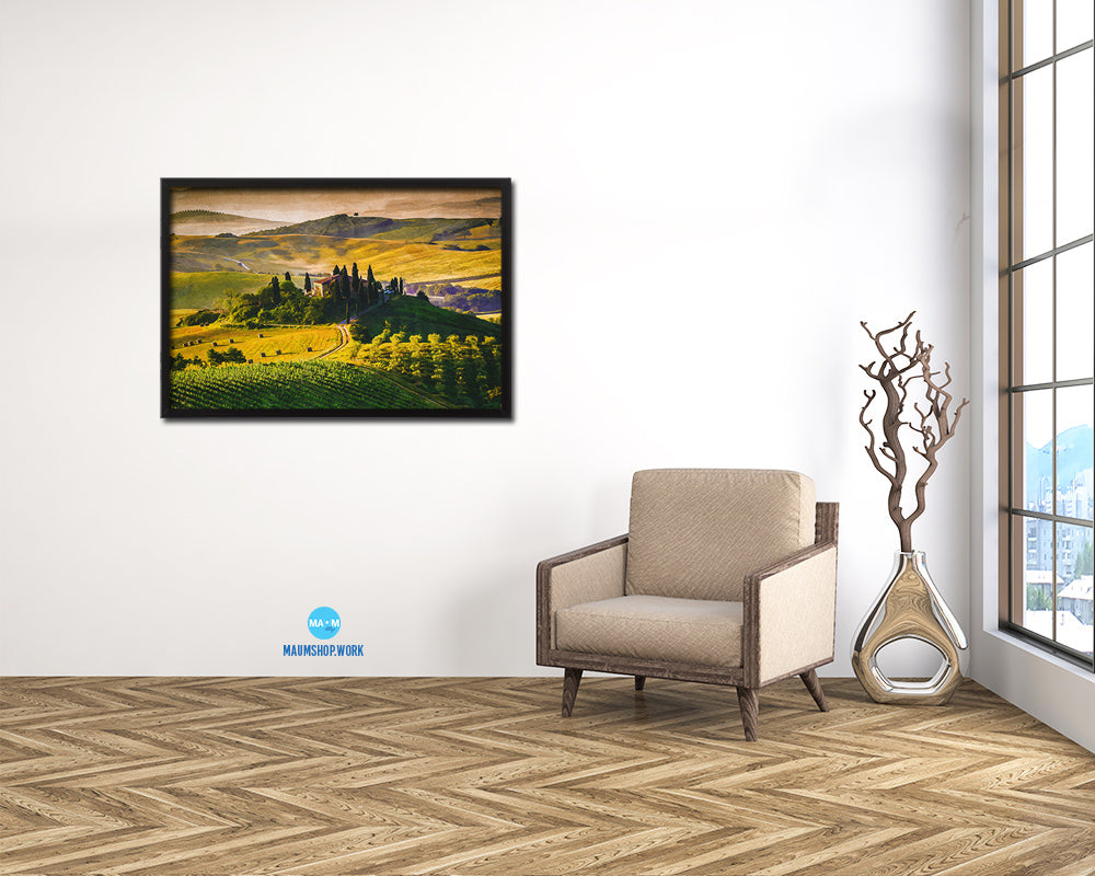 Tuscany, Italy Vineyards Artwork Painting Print Art Frame Home Wall Decor Gifts