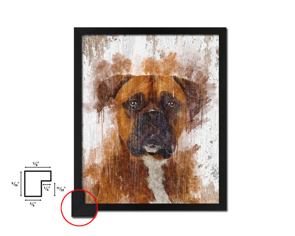 Boxer Dog Puppy Portrait Framed Print Pet Watercolor Wall Decor Art Gifts