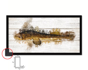 Monkfish Fish Art Wood Framed White Wash Restaurant Sushi Wall Decor Gifts, 10" x 20"