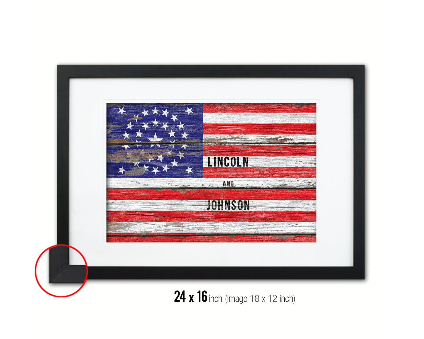 34 Stars Civil War Wood Rustic Flag Wood Framed Print Wall Art Decor Gifts