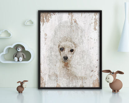 Poodles Dog Puppy Portrait Framed Print Pet Watercolor Wall Decor Art Gifts