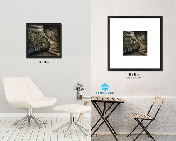 Rustic Wooden Vintage Spiral Staircase Wood Framed Print Interior Wall Decor Art Gifts