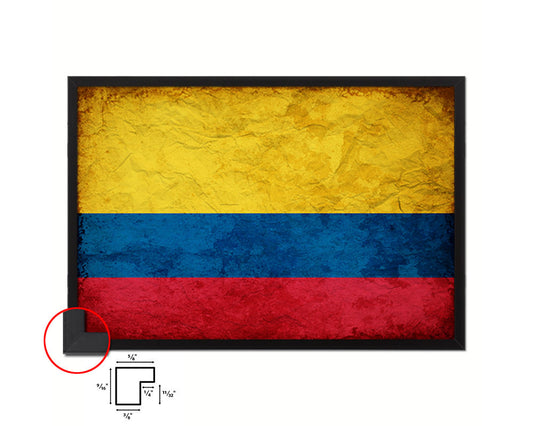 Colombia Country Vintage Flag Wood Framed Print Wall Art Decor Gifts