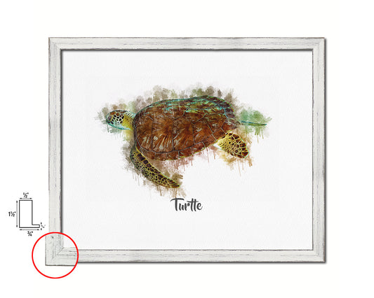 Turtle Fish Framed Prints Modern Restaurant Sushi Bar Watercolor Wall Art Decor