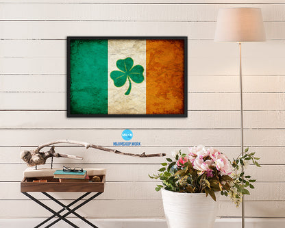 Ireland Saint Patrick Vintage Military Flag Framed Print Sign Decor Wall Art Gifts