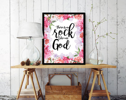 There is no rock like our God Quote Framed Print Home Decor Wall Art Gifts