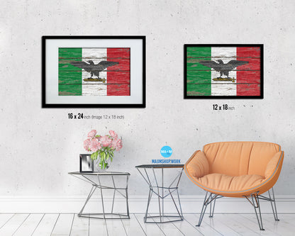Italy War Eagle Italian Military Wood Rustic Flag Wood Framed Print Wall Art Decor Gifts