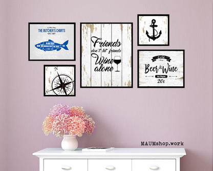 Friends don't let friends Quote Wood Framed Print Wall Decor Art Gifts