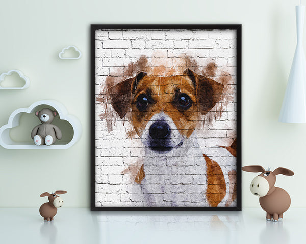 Jack Russell Terrier Dog Puppy Portrait Framed Print Pet Watercolor Wall Decor Art Gifts