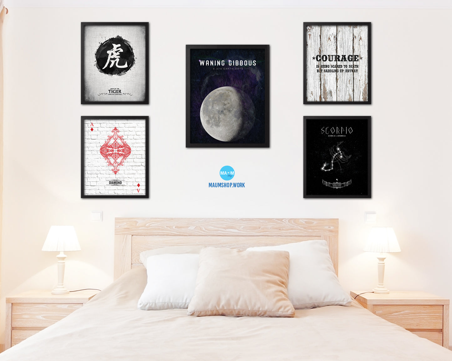 Waning Gibbous Lunar Phases Length of Year Moon Watercolor Nursery Framed Prints Wall Art Gift