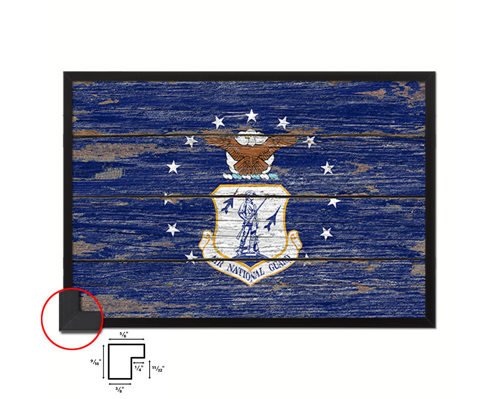 US Air National Guard Vintage Emblem Flag Wood Frame Paper Print Wall Art Decor Gifts