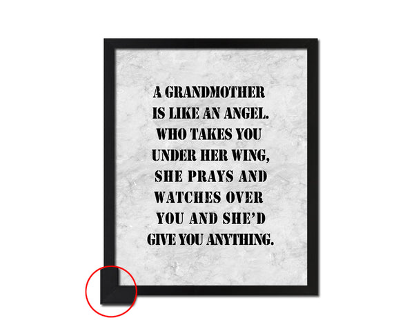 A grandmother is like an angel who takes you Quote Framed Print Wall Art Decor Gifts