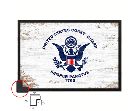 US Coast Guard Shabby Chic Military Flag Framed Print Decor Wall Art Gifts