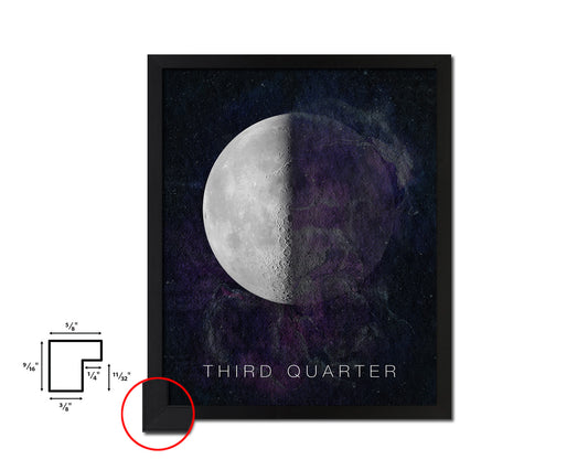 Waning Third Quarter Lunar Phases Moon Watercolor Nursery Framed Prints Home Decor Wall Art Gifts