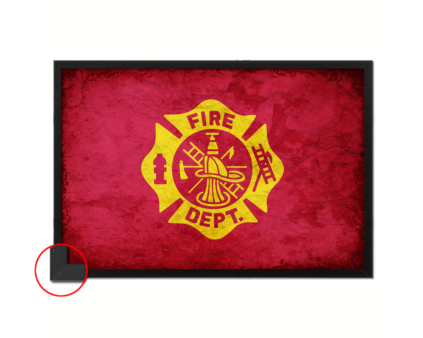 Fire Department Fire Fighter Vintage Military Flag Framed Print Sign Decor Wall Art Gifts