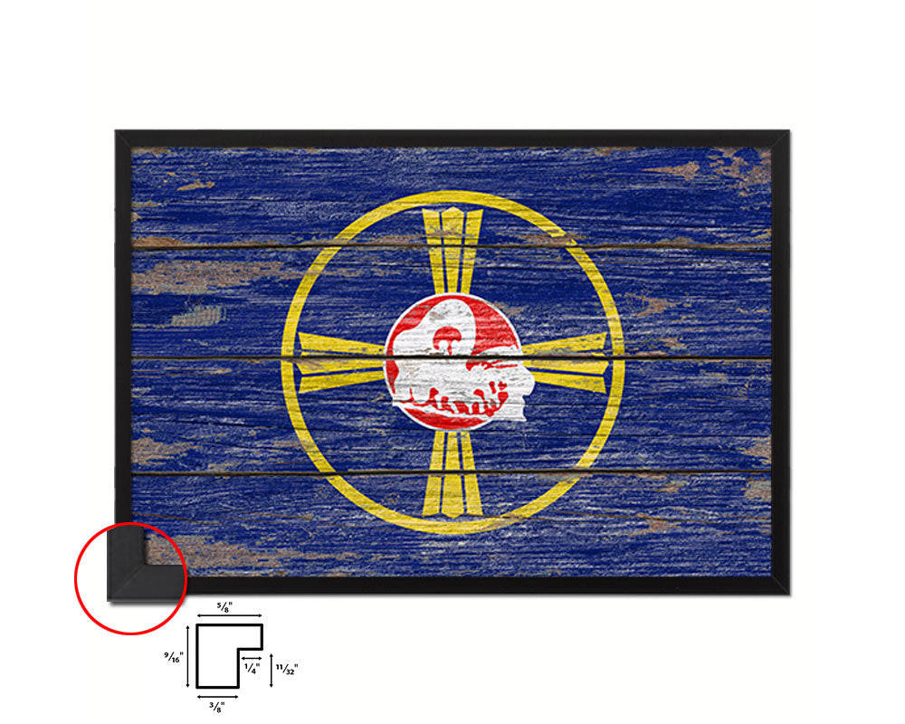 Omaha City Nebraska State Rustic Flag Wood Framed Paper Prints Decor Wall Art Gifts