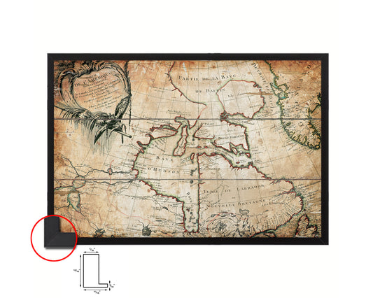 North East Canada and Greenland Antique Map Framed Print Art Wall Decor Gifts