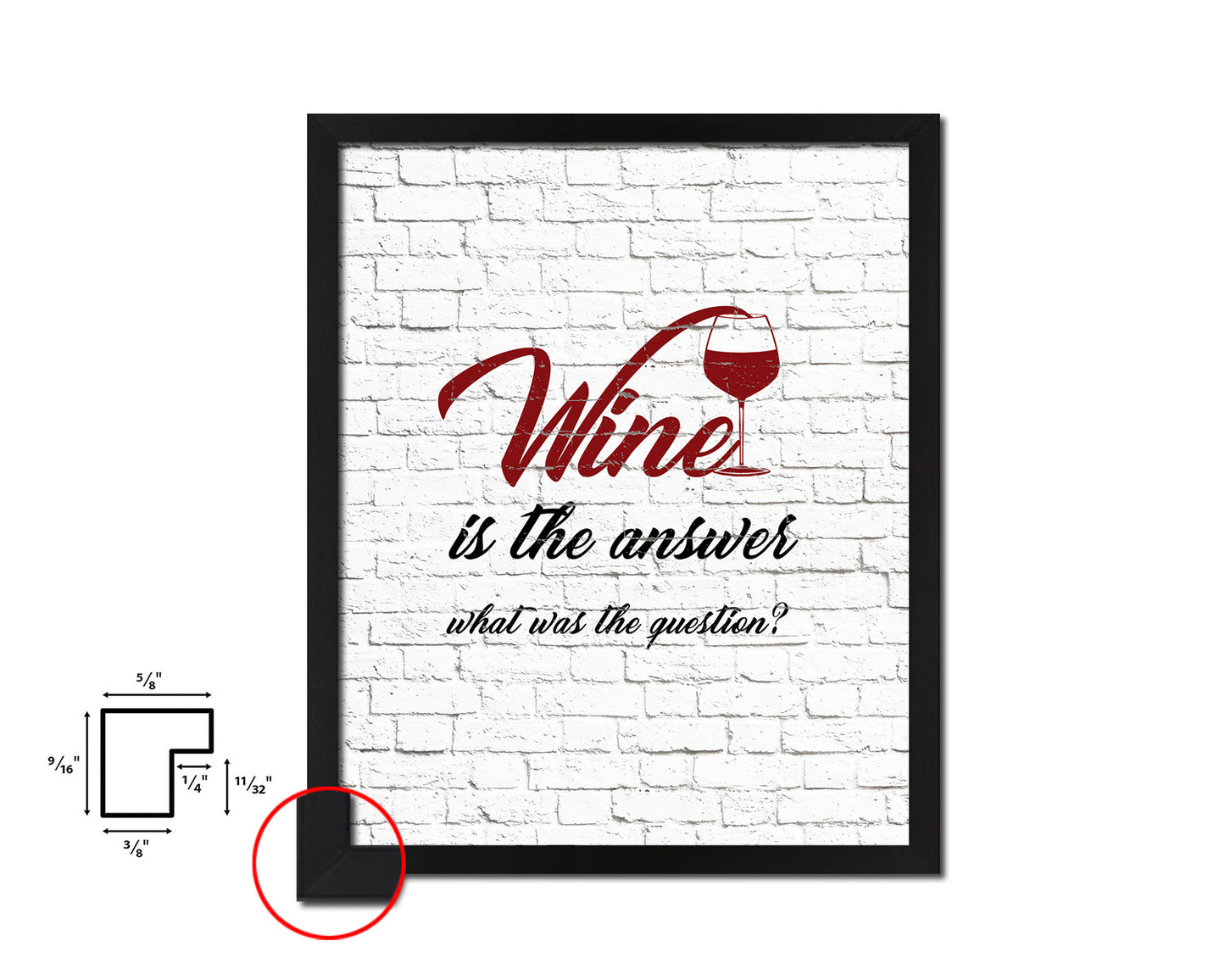 Wine is the answer what was the question Words Wood Framed Print Wall Decor Art Gifts