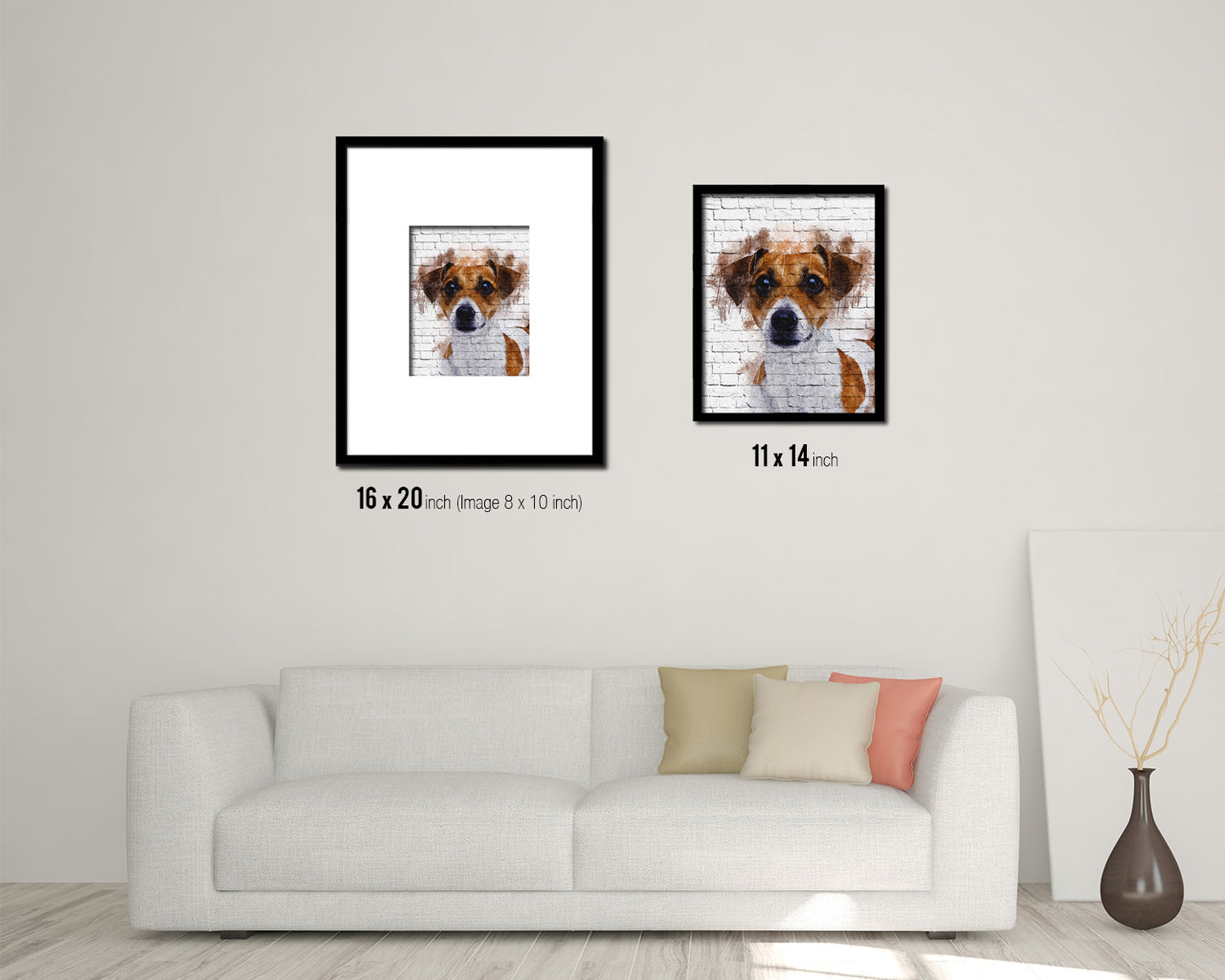 Jack Russell Terrier Dog Puppy Portrait Framed Print Pet Watercolor Wall Decor Art Gifts