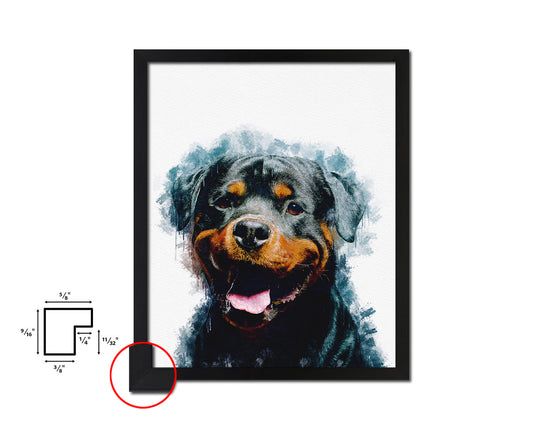 Rottweiler Dog Puppy Portrait Framed Print Pet Watercolor Wall Decor Art Gifts