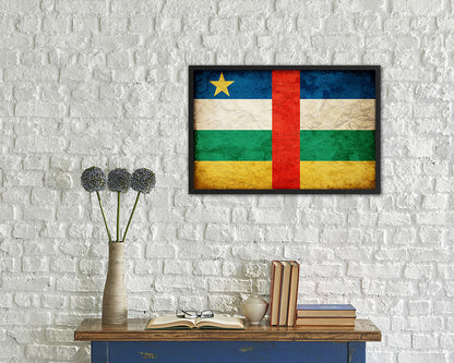 Central African Republic Country Vintage Flag Wood Framed Print Wall Art Decor Gifts
