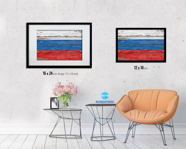 Russia Country Wood Rustic National Flag Wood Framed Print Wall Art Decor Gifts