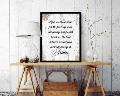 Lord we thank thee for the food before us, Amen Quote Framed Print Home Decor Wall Art Gifts