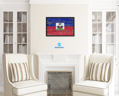 Haiti Country Wood Rustic National Flag Wood Framed Print Wall Art Decor Gifts