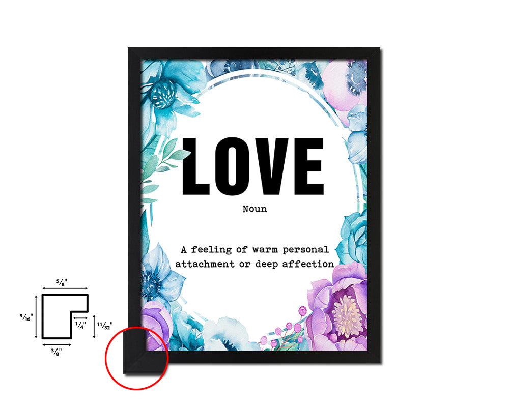 LOVE definition Quote Boho Flower Framed Print Wall Decor Art