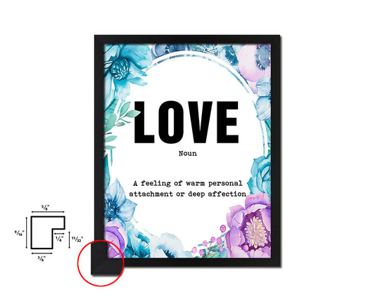 LOVE definition Quote Boho Flower Framed Print Wall Decor Art