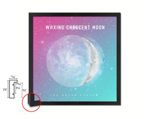 Waxing Crescent Lunar Phases Colorful Moon Watercolor Framed Prints Home Decor Wall Art Gifts