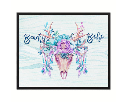 Beachy Boho Wood Framed Print Bohemian Girls Room Nursery Wall Art Decor Gifts