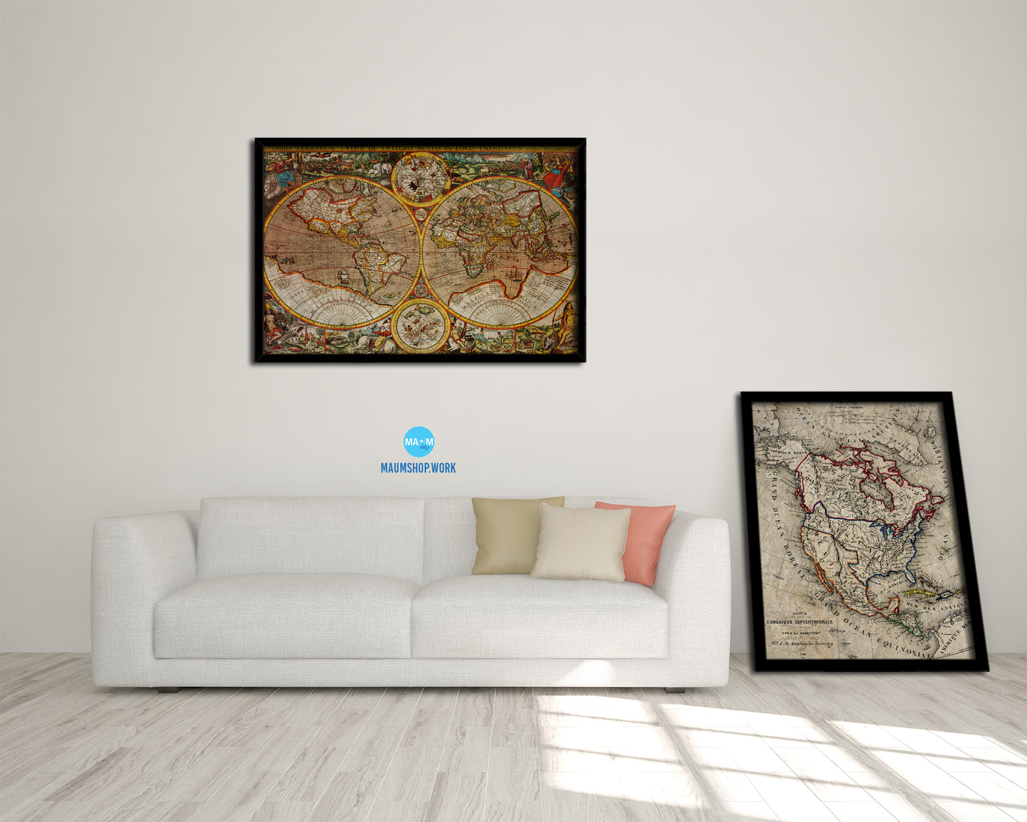 World Historical Map Framed Print Art Wall Decor Gifts