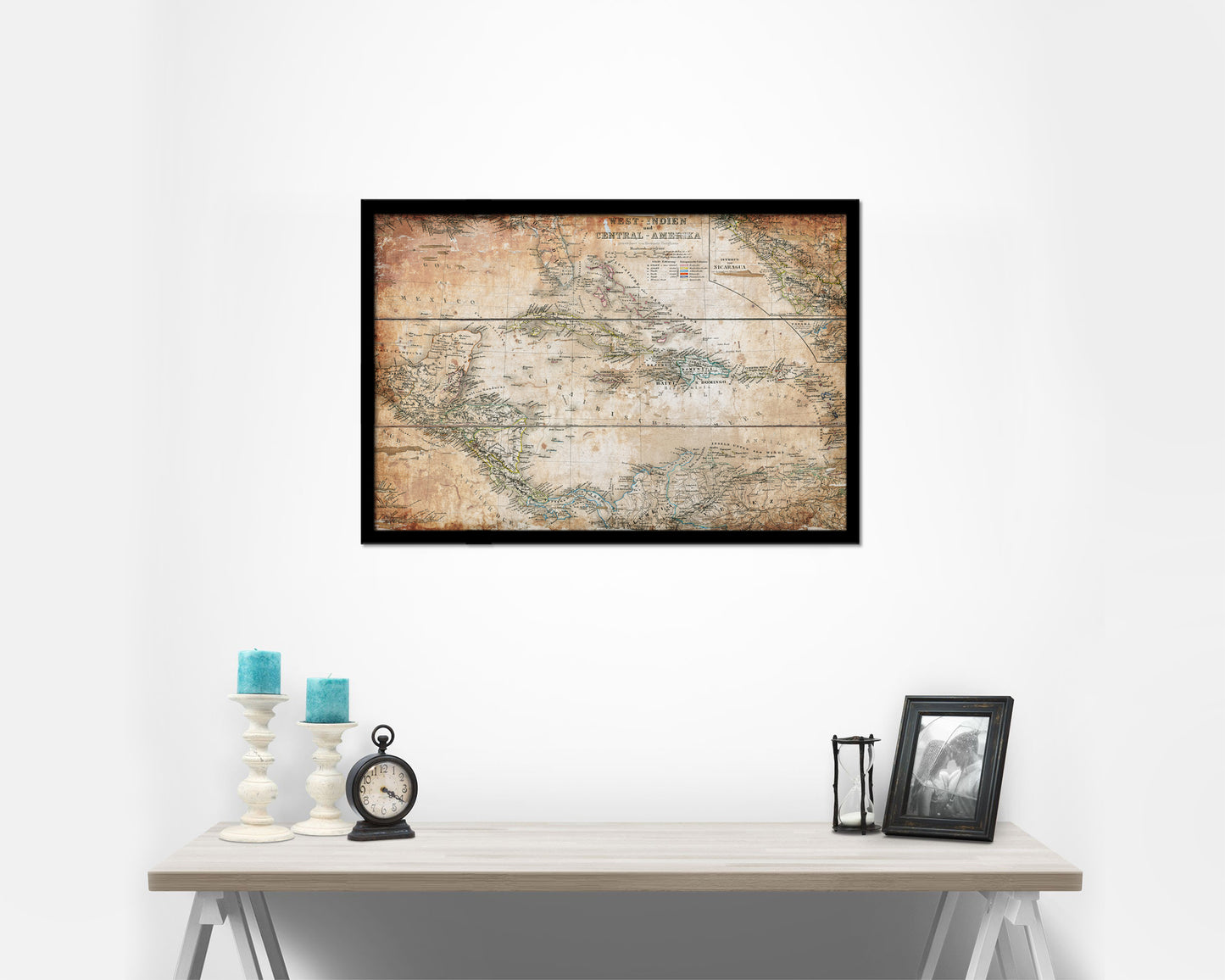 West Indies Antique Map Framed Print Art Wall Decor Gifts