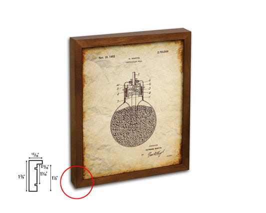 Martin Photo Flash Bulb Camera Vintage Patent Artwork Walnut Frame Print Wall Art Decor Gifts
