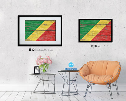 Congo Republic Country Wood Rustic National Flag Wood Framed Print Wall Art Decor Gifts