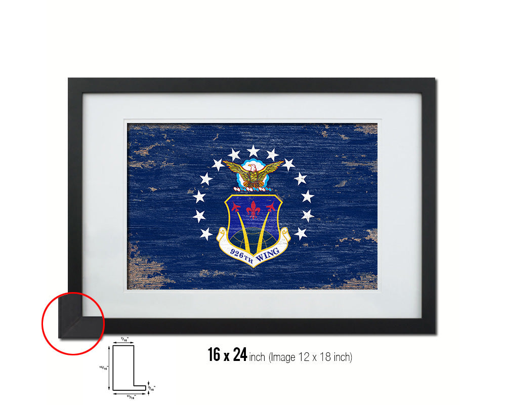 104th Fighter Wing Shabby Chic Emblem Flag Wood Framed Prints Wall Art Decor Gifts