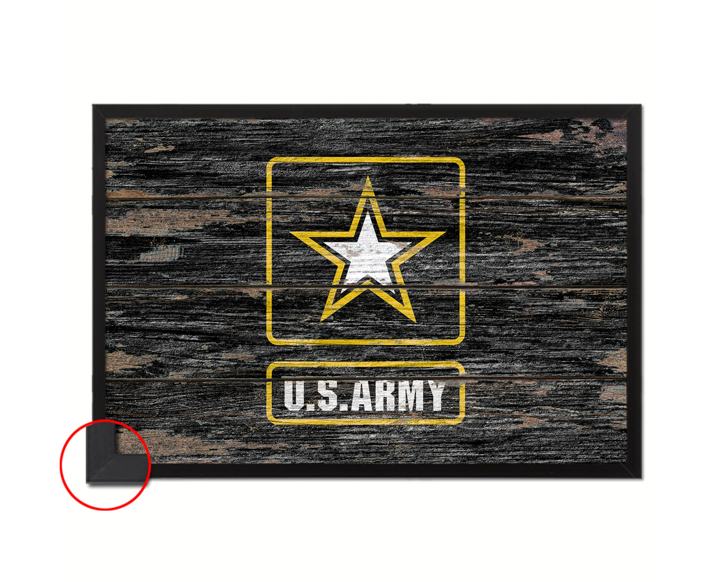 US Army Star Wood Rustic Flag Wood Framed Print Wall Art Decor Gifts