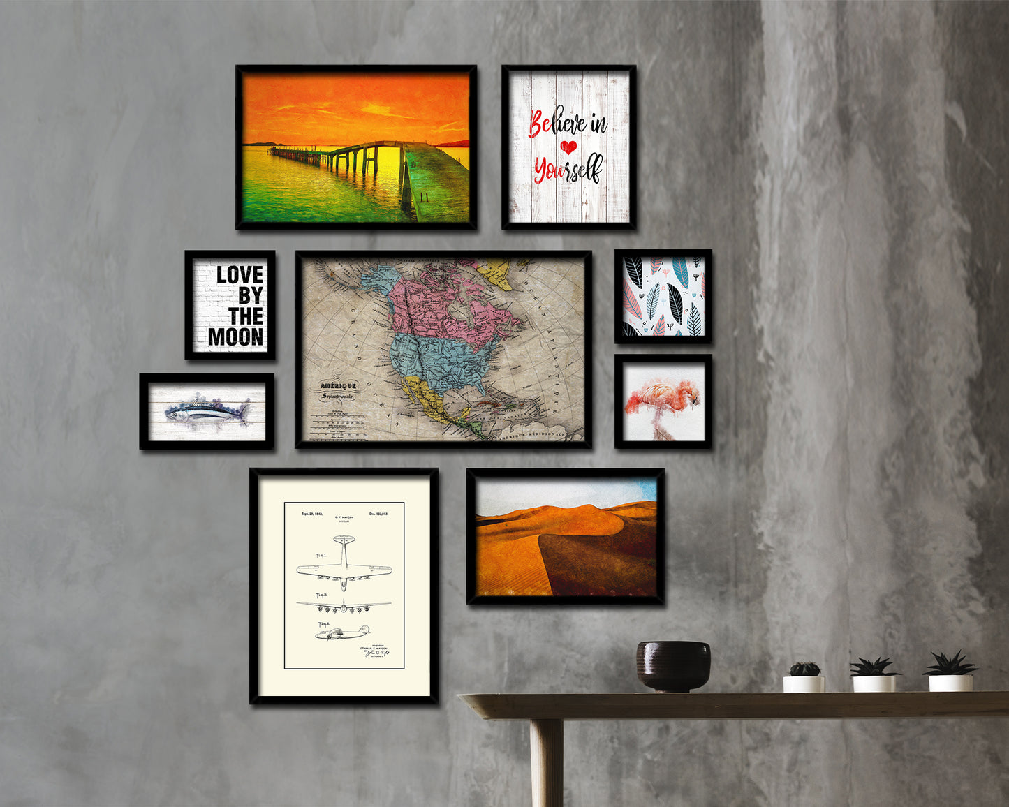 North America United States Canada Mexico Historical Map Framed Print Art Wall Decor Gifts