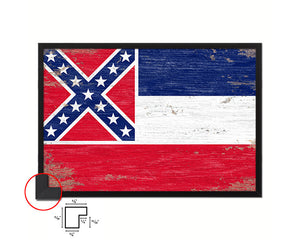 Mississippi State Shabby Chic Flag Wood Framed Paper Print  Wall Art Decor Gifts
