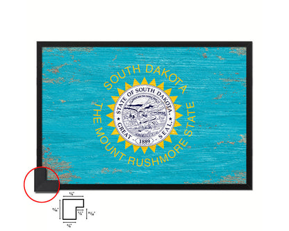 South Dakota State Shabby Chic Flag Wood Framed Paper Print  Wall Art Decor Gifts