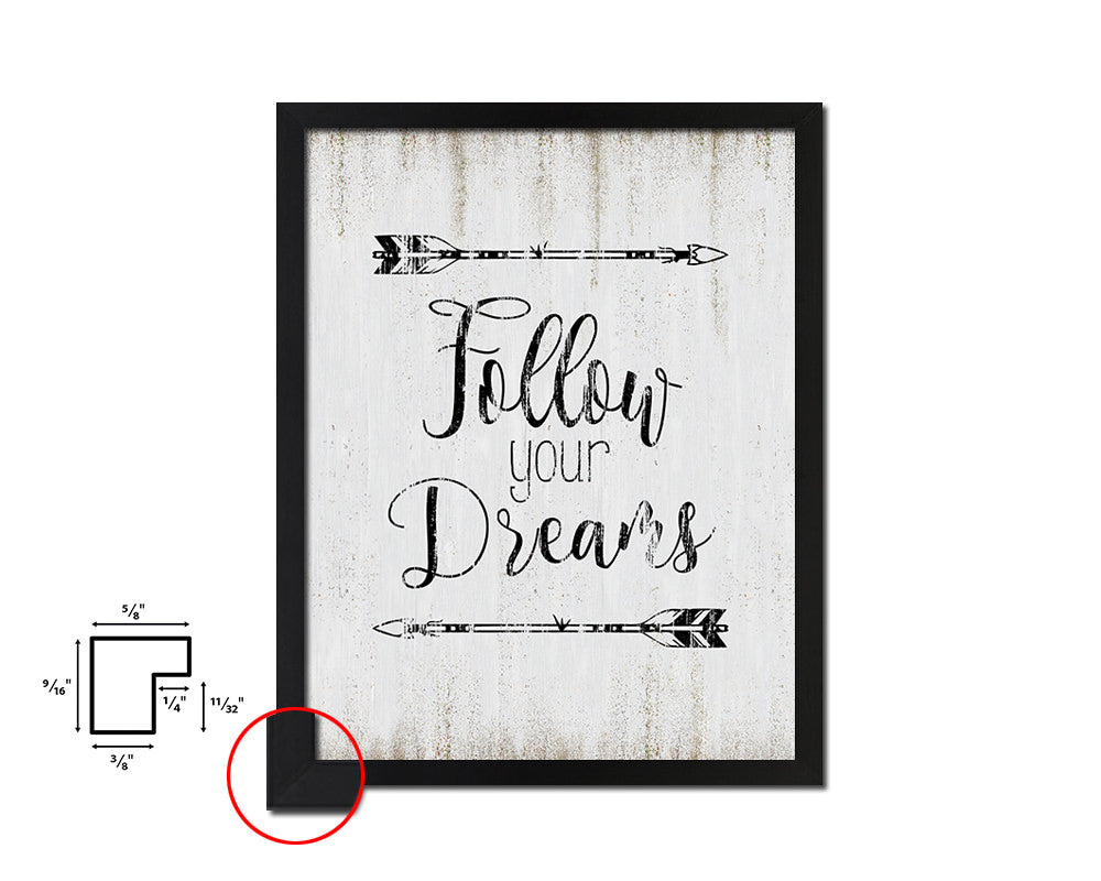 Follow your dreams Quote Wood Framed Print Wall Decor Art