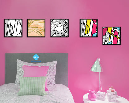Abstract Yellow Artwork Wood Frame Gifts Modern Wall Decor Art Prints