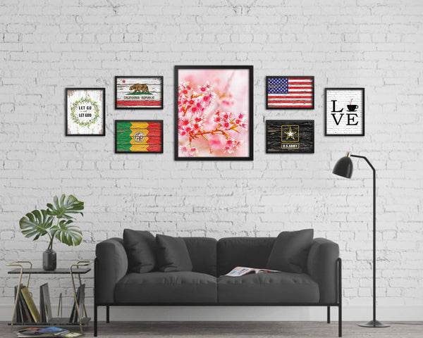 Cherry Blossom Red Flower Wood Framed Paper Print Wall Decor Art Gifts