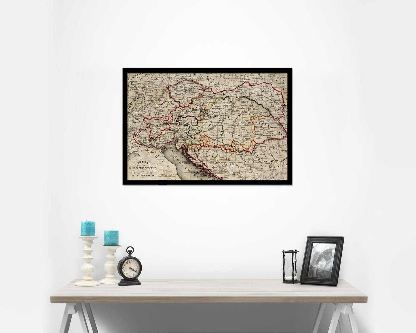 Austria Hungary Historical Map Framed Print Art Wall Decor Gifts