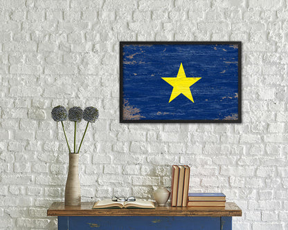 Burnet's 1st Texas Republic 1836-1839 Shabby Chic Military Flag Framed Print Art