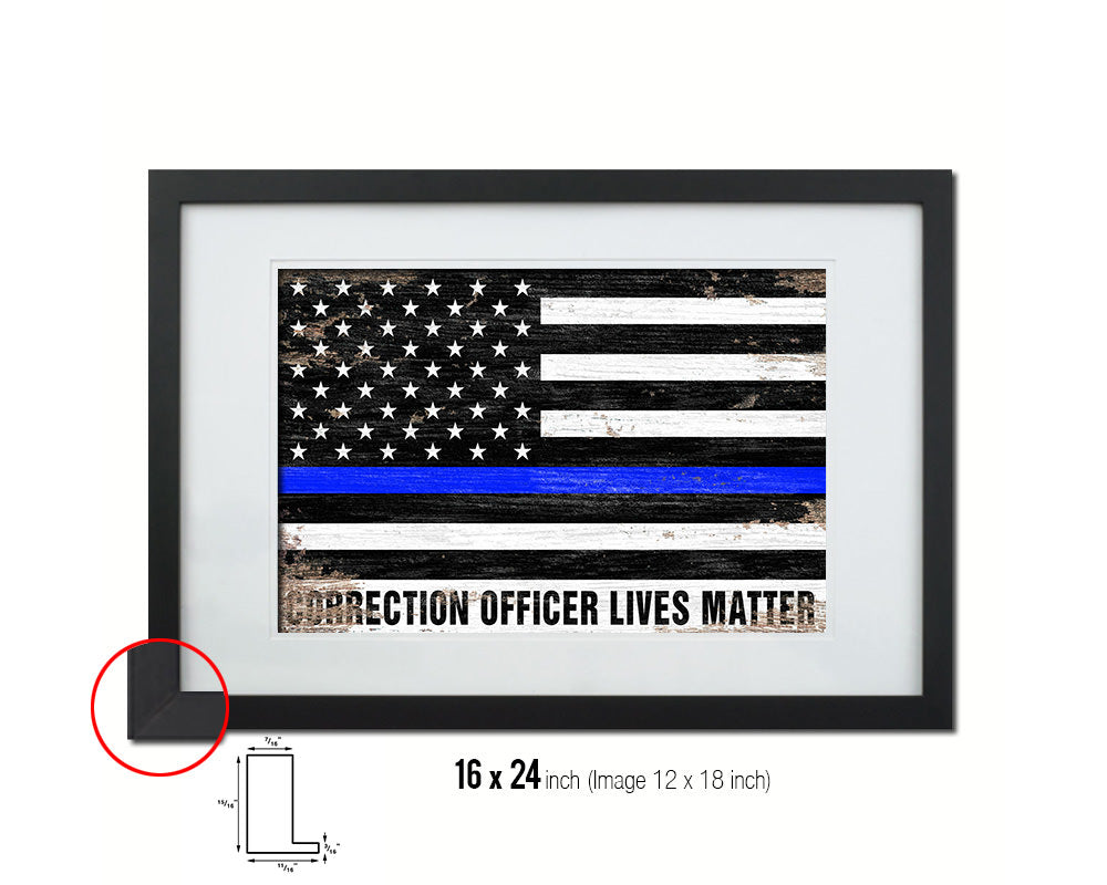 Thin Blue Line Honoring Law Enforcement, To protect & to serve, Correction officer lives matter Shabby Chic Military FlagArt