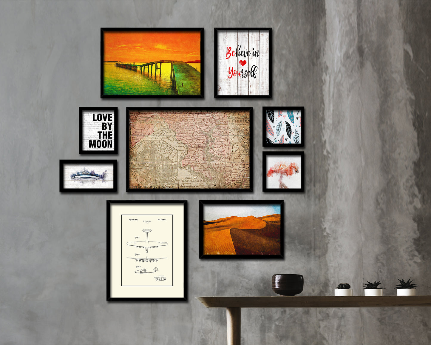 Maryland Circa Antique Map Framed Print Art Wall Decor Gifts