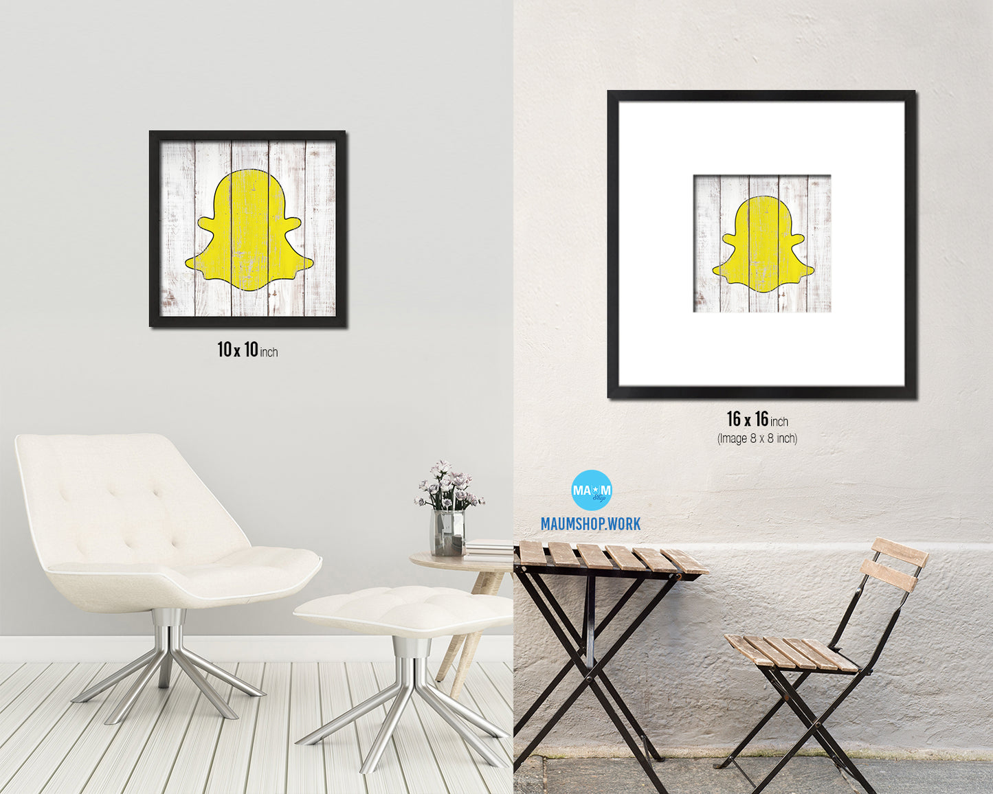 Snapchat Social Media Symbol Icons logo Framed Print Shabby Chic Home Decor Wall Art Gifts