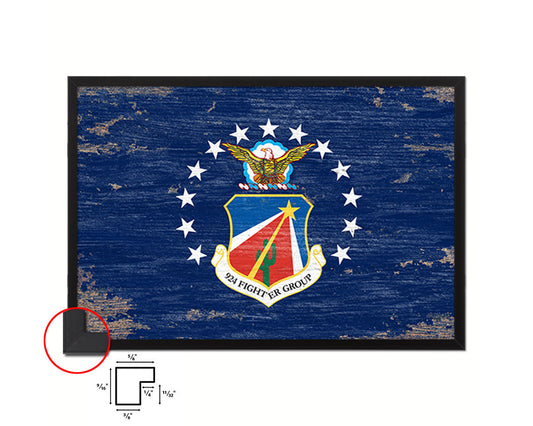 104th Fighter Wing Shabby Chic Emblem Flag Wood Framed Prints Wall Art Decor Gifts